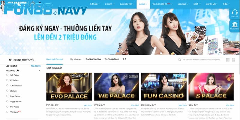 Những thông tin về sảnh Casino lừng danh hàng đầu Fun88